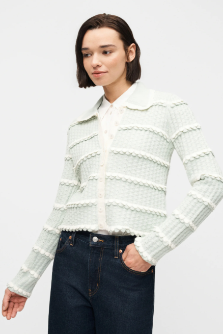 Christel LS knit - surf spray/star white - Cardigans - Helt Dilla AS