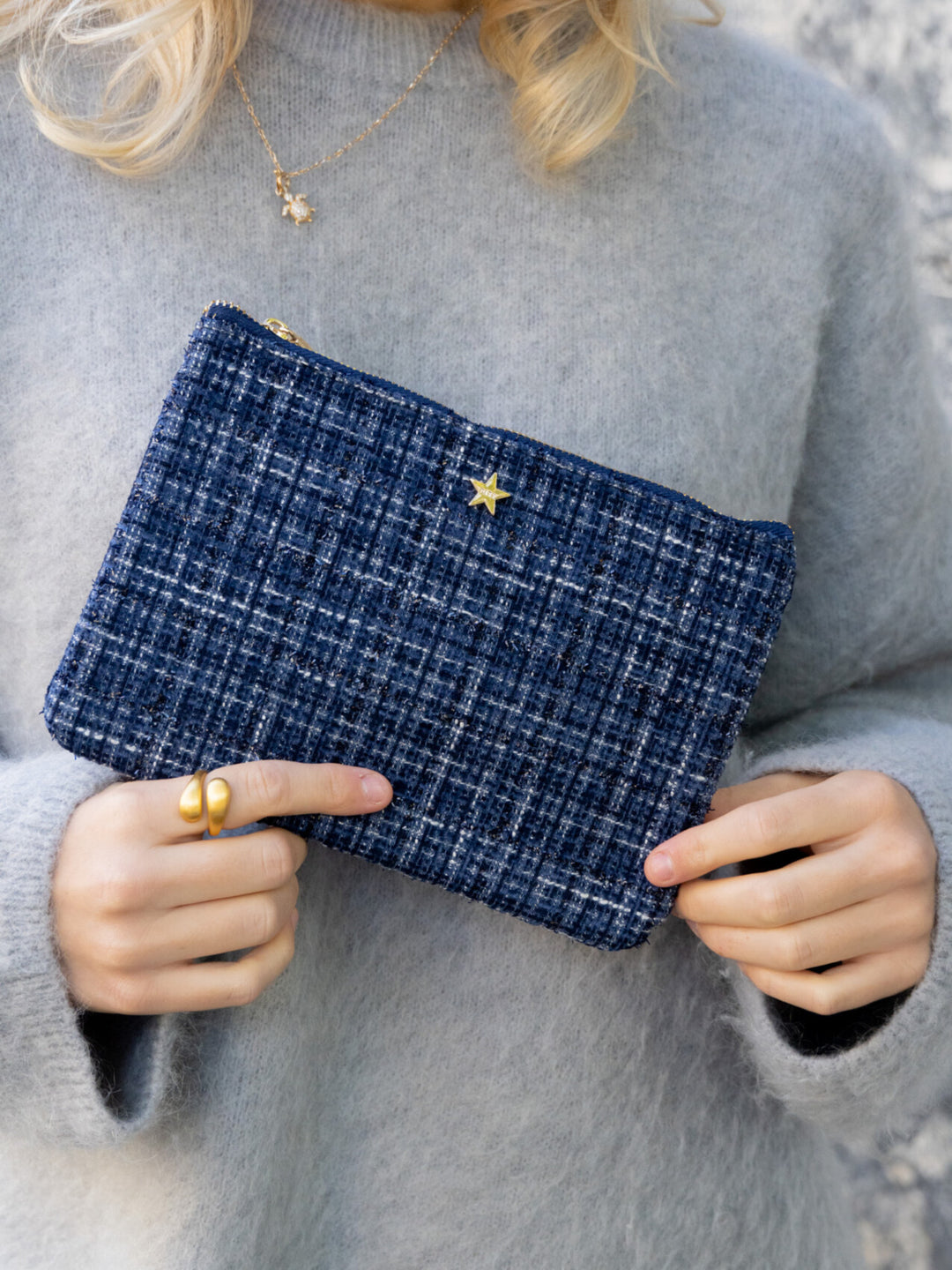 Tweed Small Pouch - grisalle blue