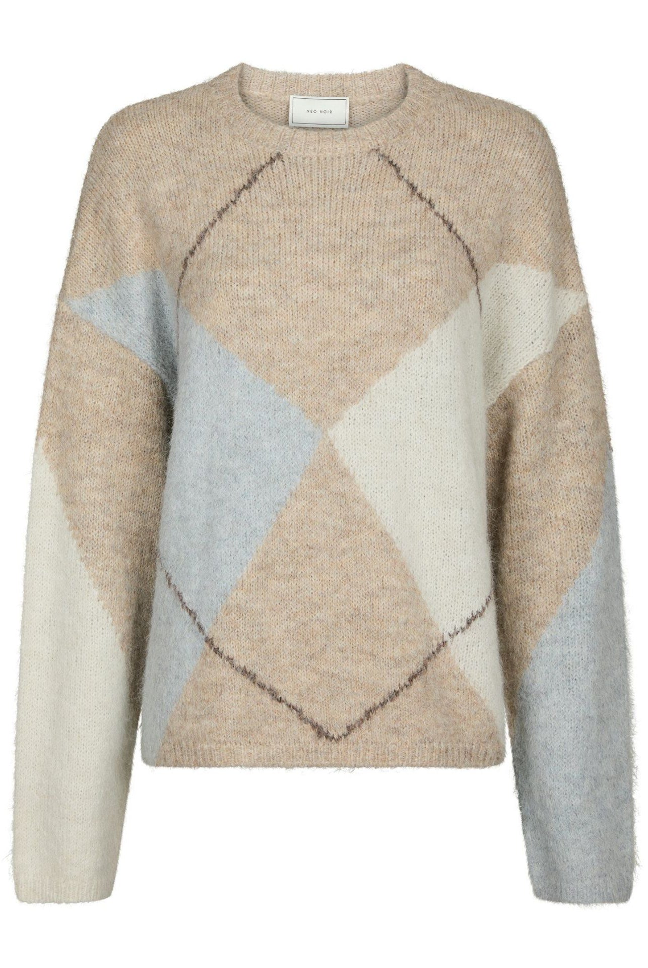 Inga Check Fluff Knit Blouse - Beige Melange - Genser - Helt Dilla AS