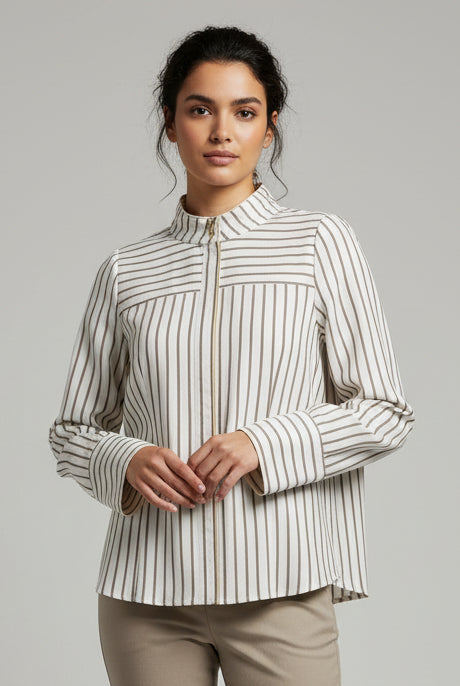 Nico shirt - Off-white/Brown stripes - Bluser - Helt Dilla AS