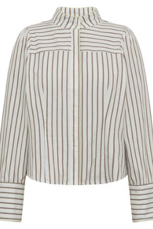 Nico shirt - Off-white/Brown stripes - Bluser - Helt Dilla AS