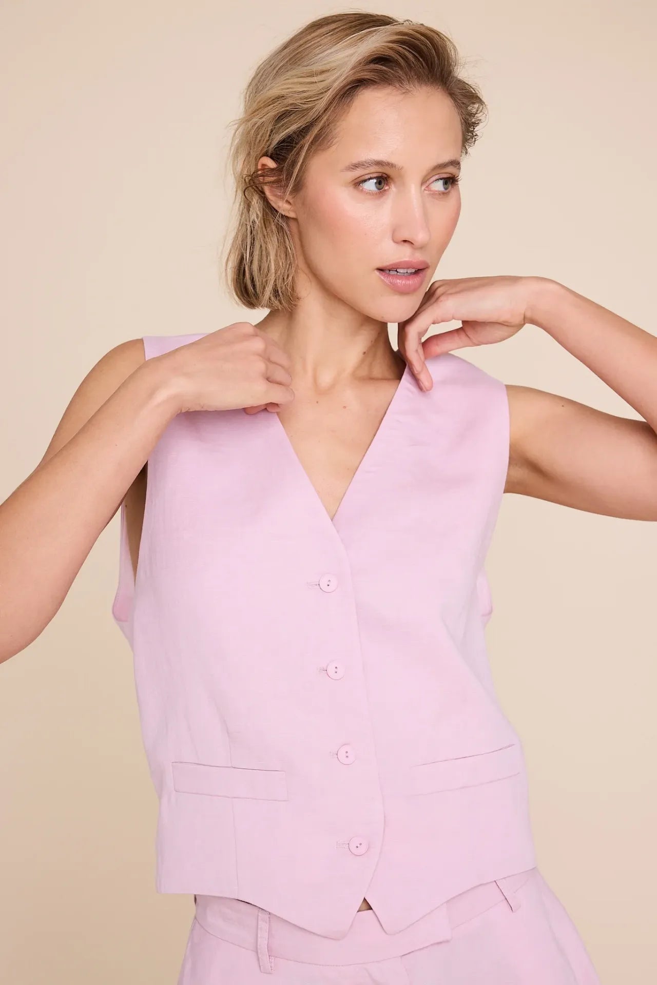 West Linen - Pink - Vest - Helt Dilla AS