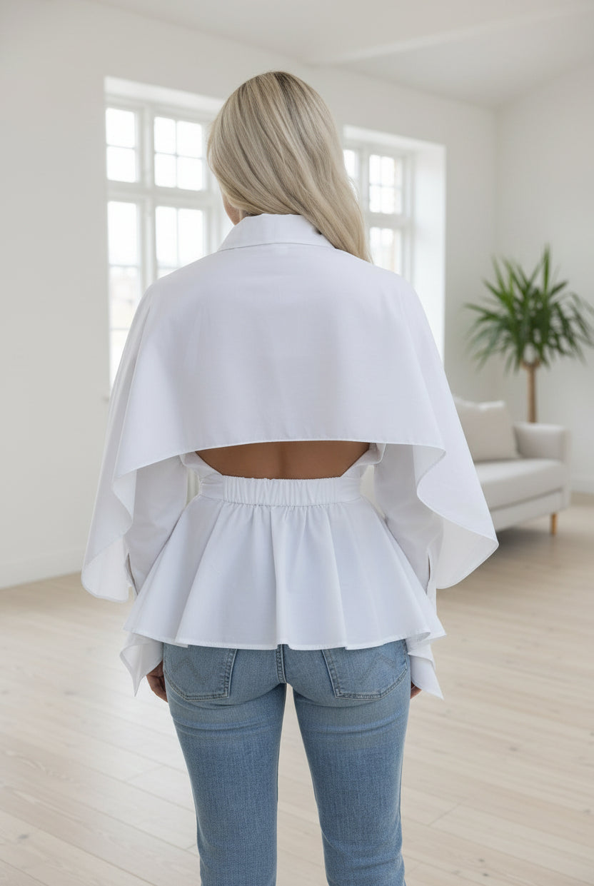 CM Poppi Open-Back Shirt - Bright White - Skjorter - Helt Dilla AS