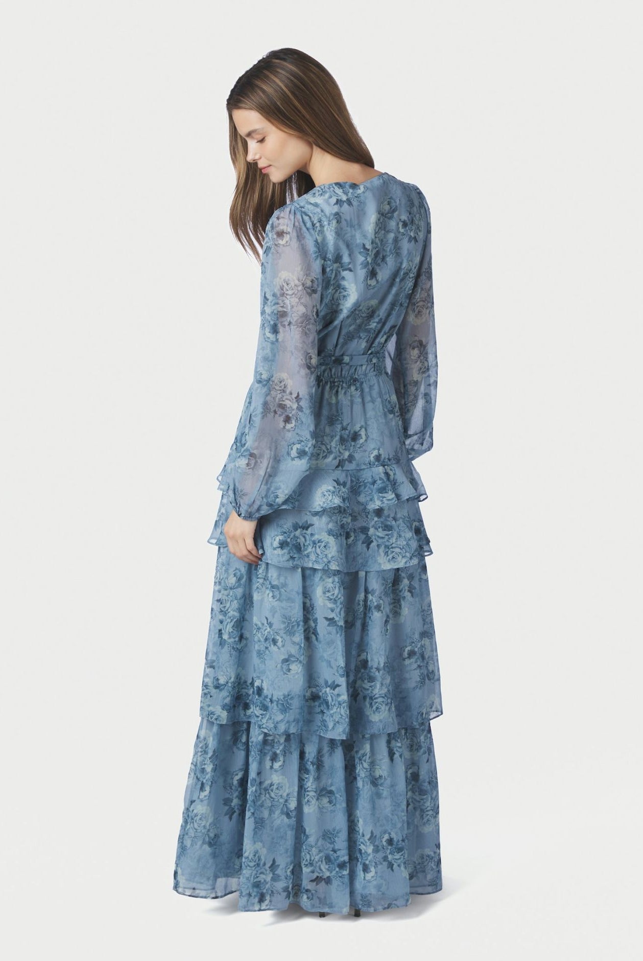 Denila crepe print dress - dusty blue - Kjoler - Helt Dilla AS