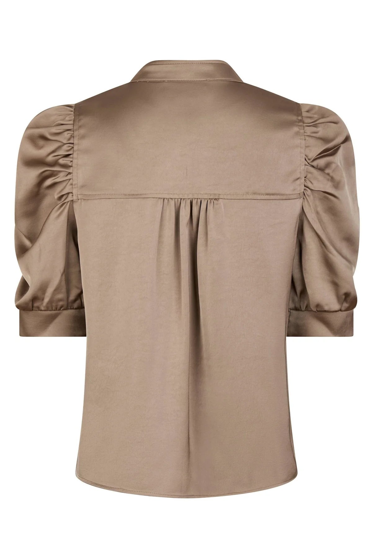 Roella Heavy Sateen Blouse - Dark Taupe - Bluser - Helt Dilla AS