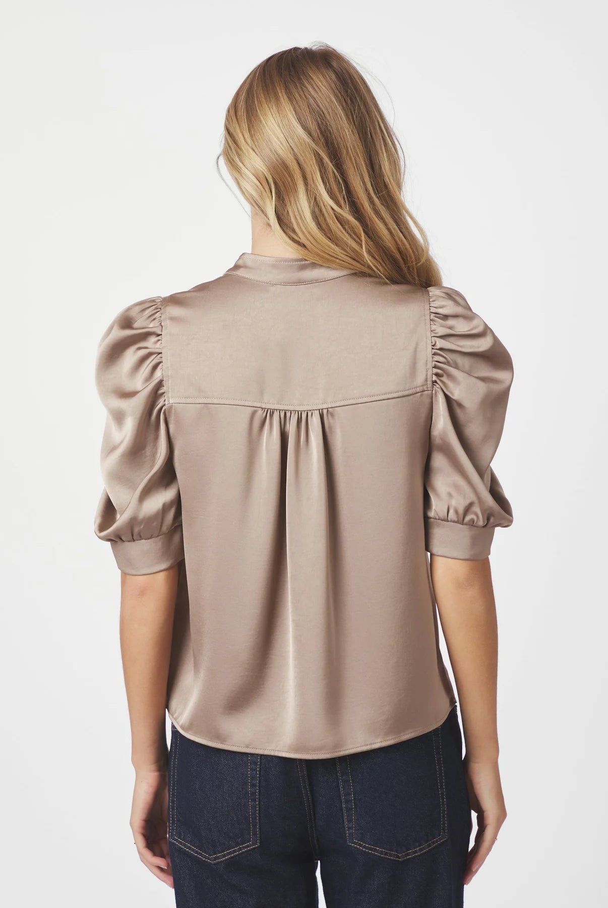 Roella Heavy Sateen Blouse - Dark Taupe - Bluser - Helt Dilla AS