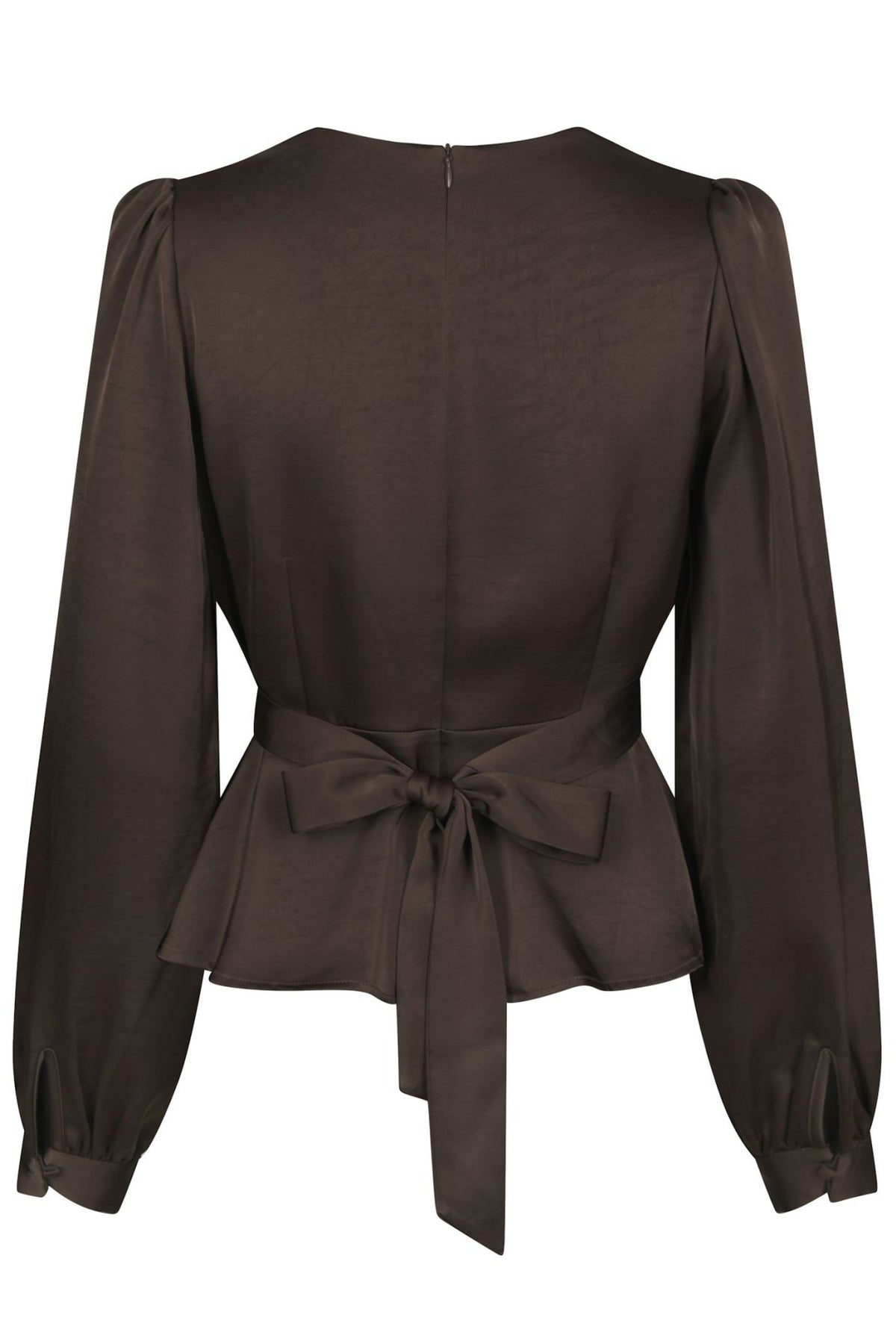 Mørkebrun Rista Heavy Sateen-bluse fra Neo Noir, myk og elegant, med glatte stoffdetaljer og avslappet passform.