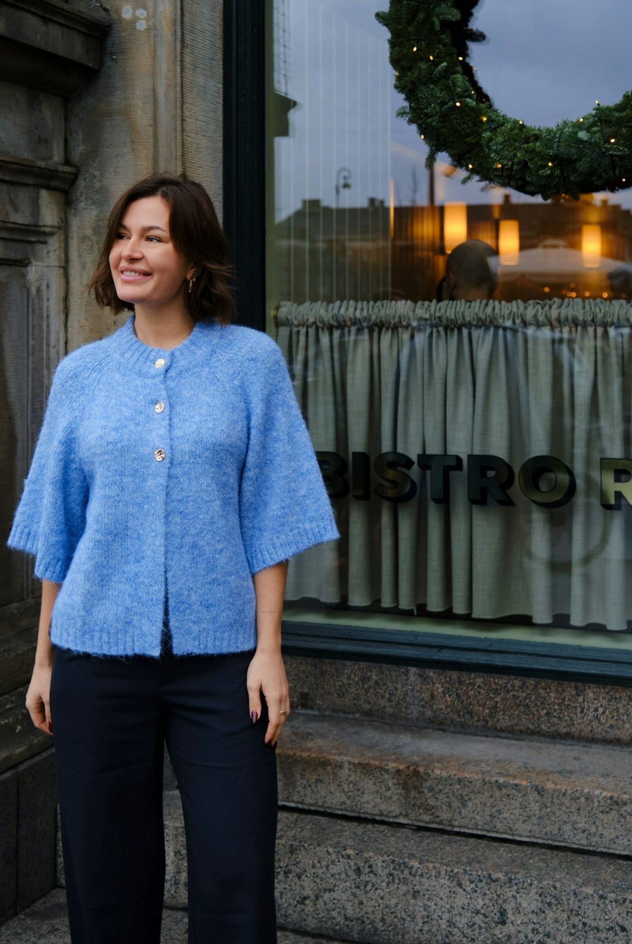 Benuta Fluffy Knit Cardigan - Dusty Blue - Cardigans - Helt Dilla AS