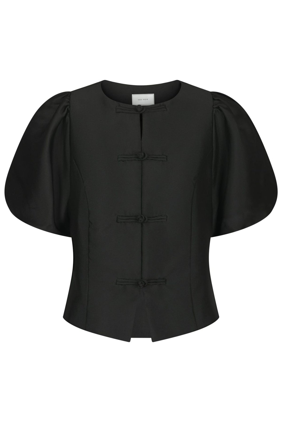 Anela Mandarin Dull Satin Blouse - Black - Bluser - Helt Dilla AS