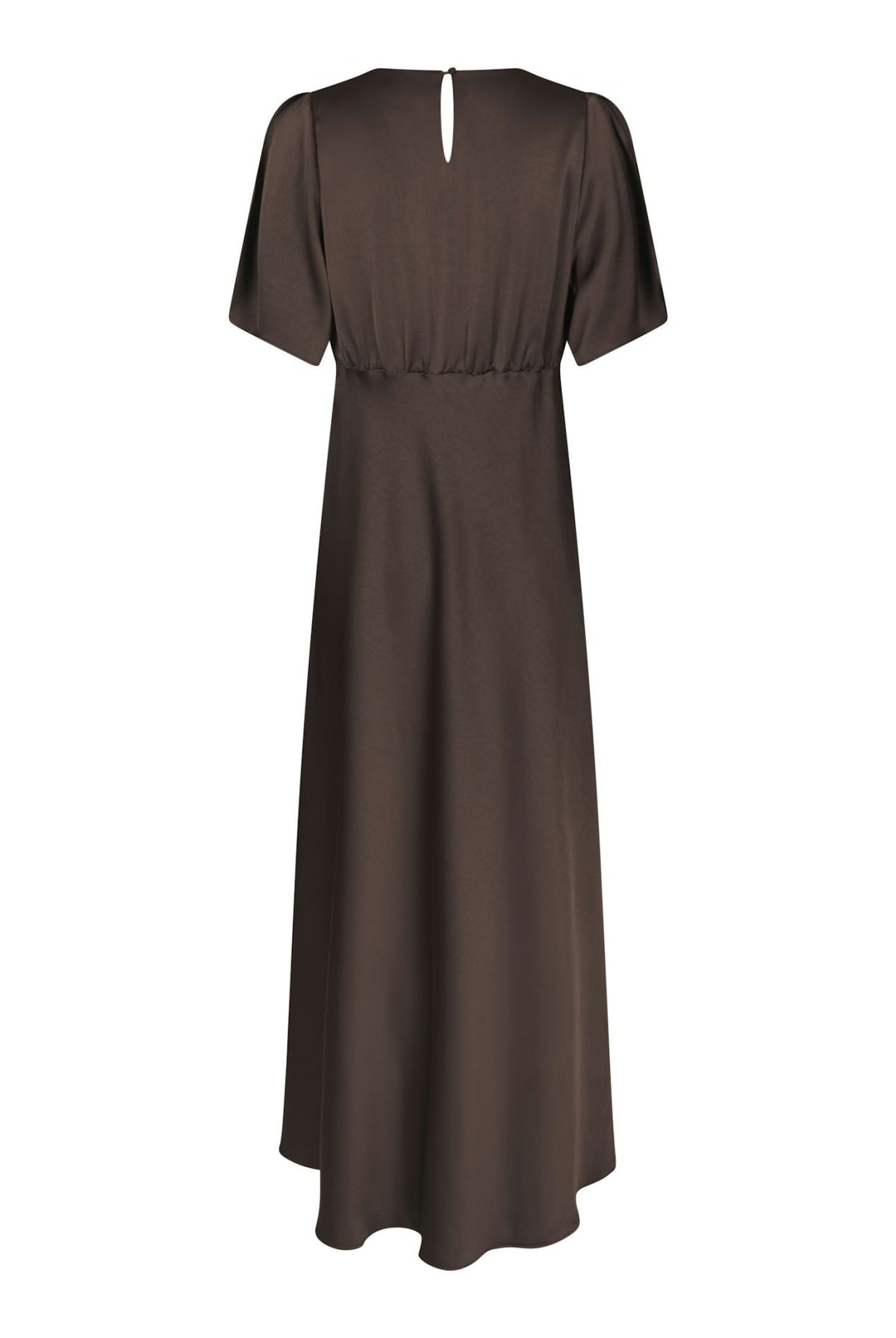 Dark brun Zelina heavy sateen kjole fra Neo Noir med elegant snitt og myk tekstur.