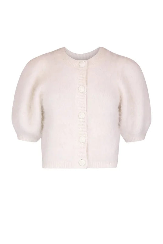 Hairy Knit Puffed Jacket - Off-White - Cardigans - Helt Dilla AS