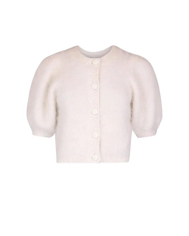 Hairy Knit Puffed Jacket - Off-White - Cardigans - Helt Dilla AS