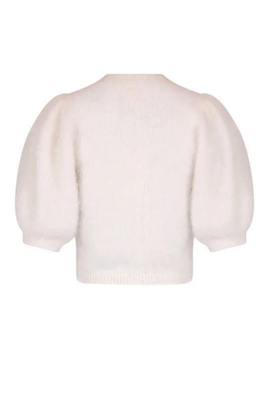 Hairy Knit Puffed Jacket - Off-White - Cardigans - Helt Dilla AS