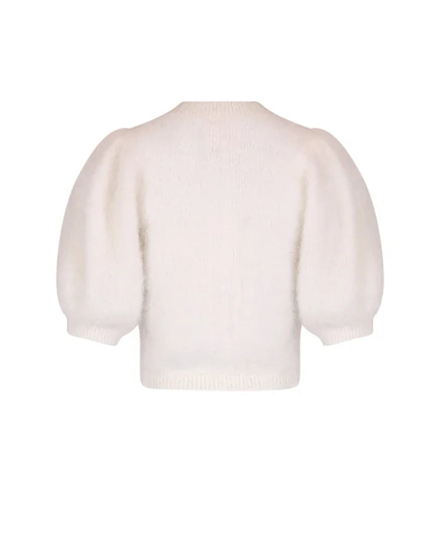 Hairy Knit Puffed Jacket - Off-White - Cardigans - Helt Dilla AS