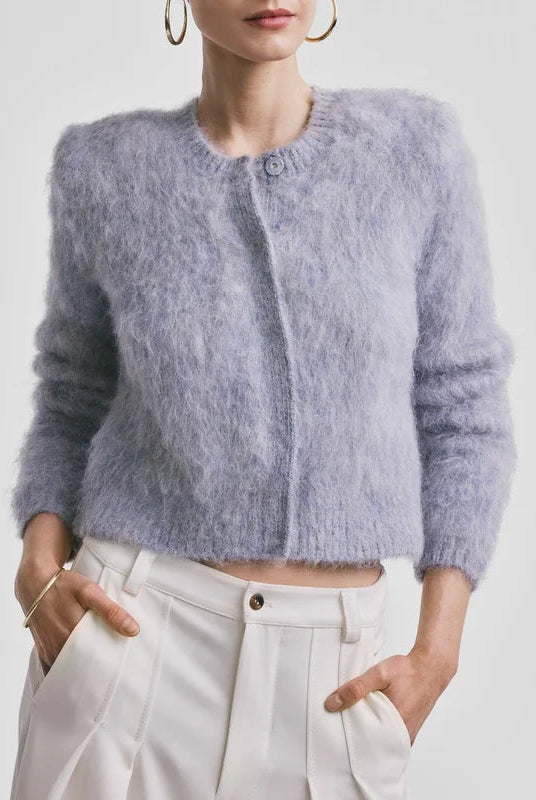 Hairy Knit Jacket - Sky Blue - Cardigans - Helt Dilla AS