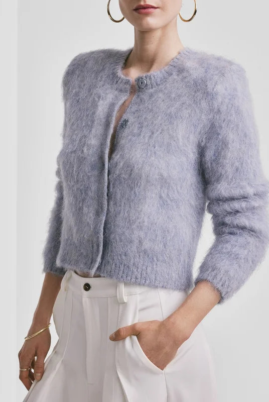 Hairy Knit Jacket - Sky Blue - Cardigans - Helt Dilla AS