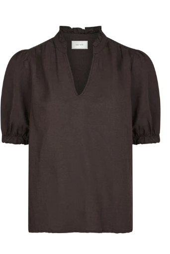 Odesa Linen Blouse - Dark Brown - Bluser - Helt Dilla AS