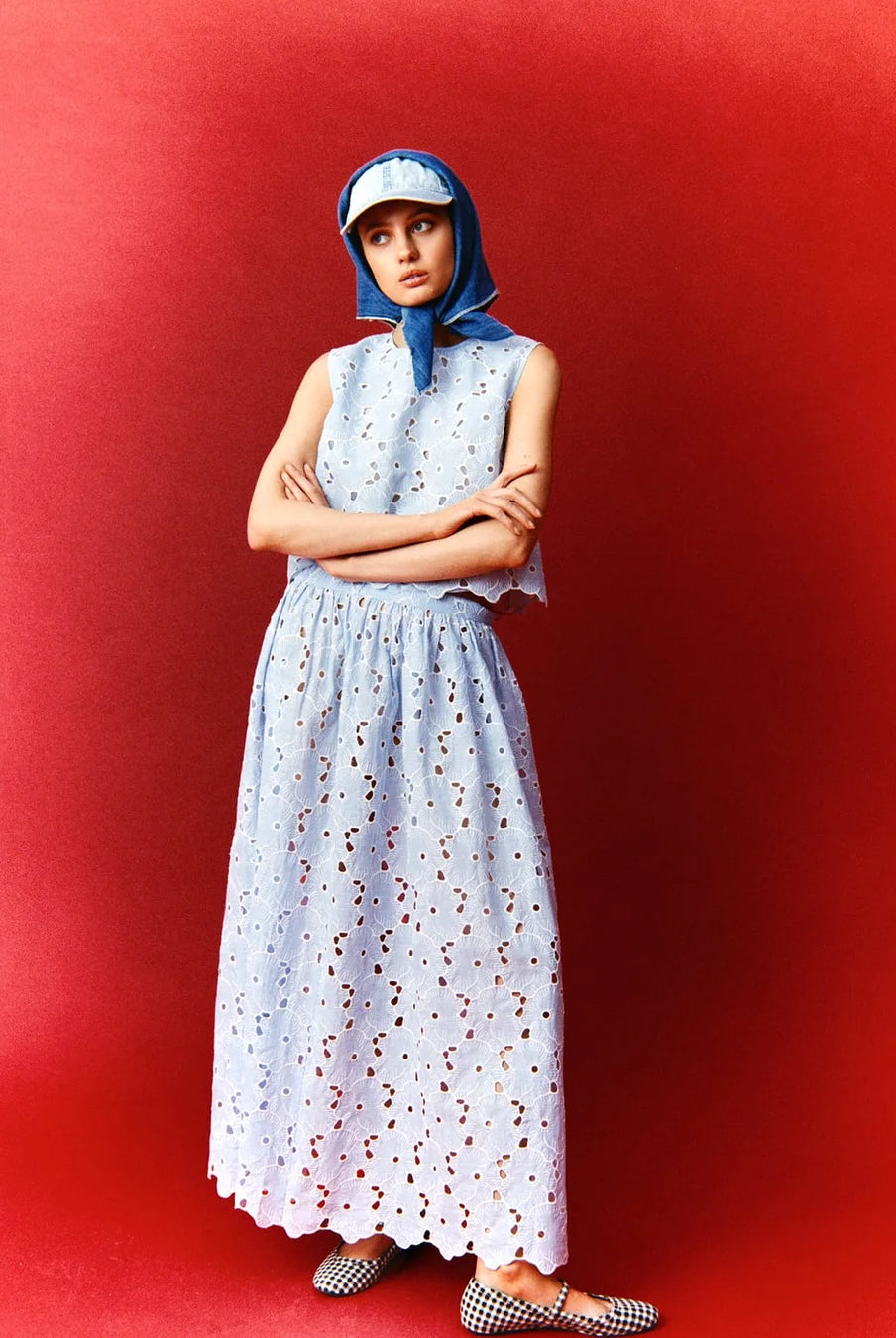 Broderie Anglaise Skirt - Light Blue - Skjørt - Helt Dilla AS
