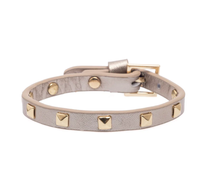 Leather Stud Bracelet Mini - Champange Metallic