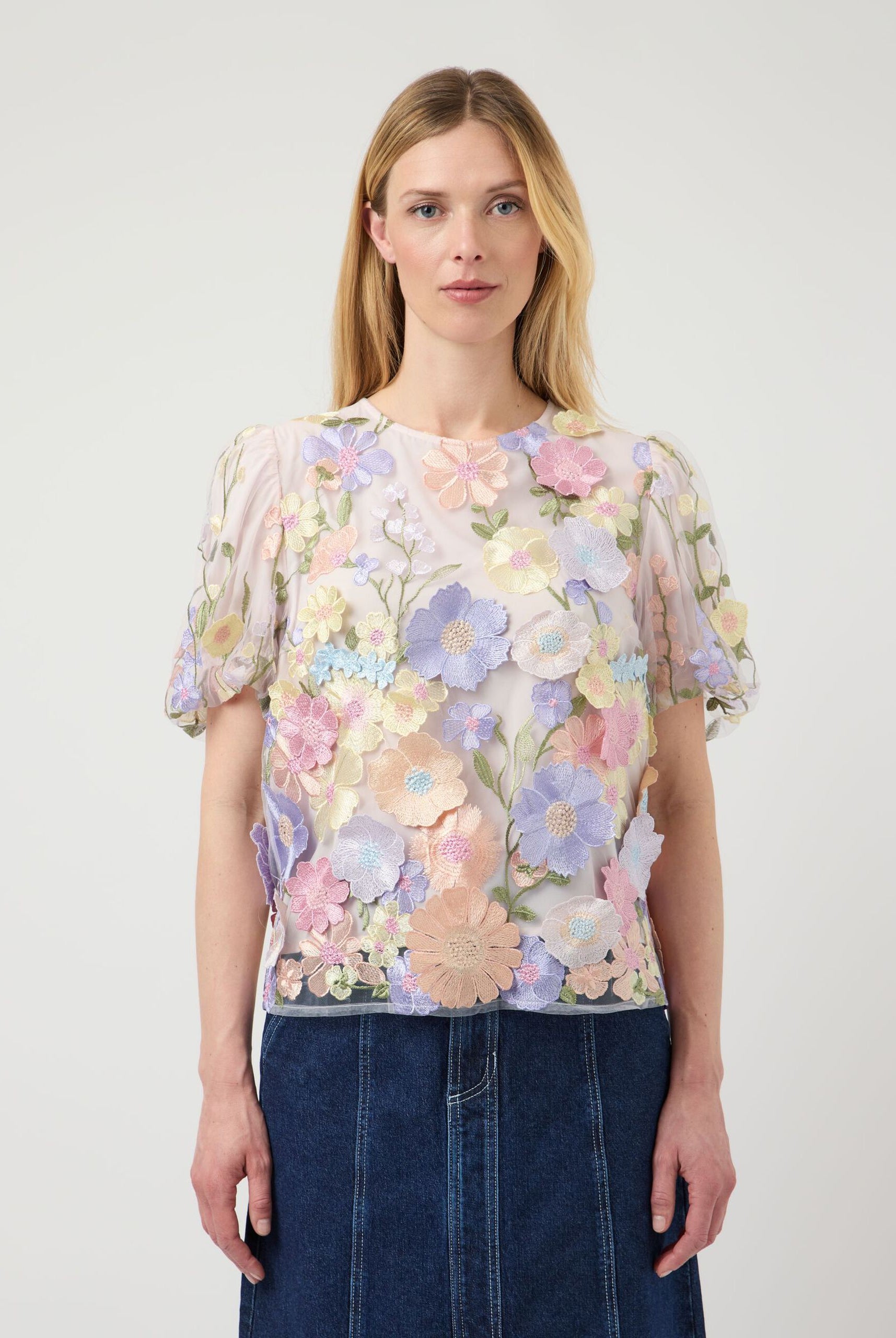 Flowering SS Top - Lavendula / Pastel Flowers - Topp - Helt Dilla AS