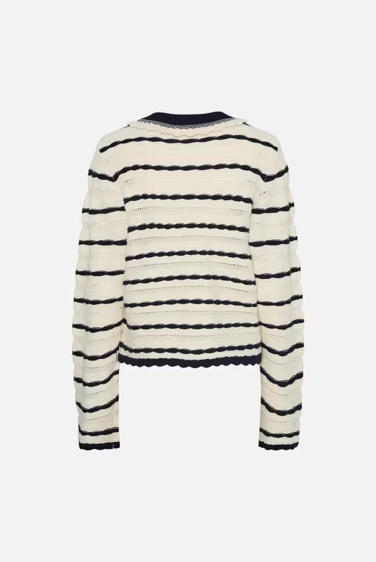 Maddy Knit Cardigan - Birch/navy - Cardigans - Helt Dilla AS