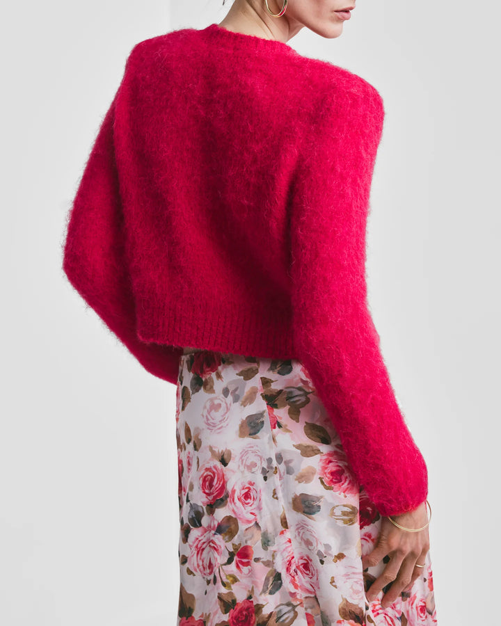 Hairy Knit Jacket - red