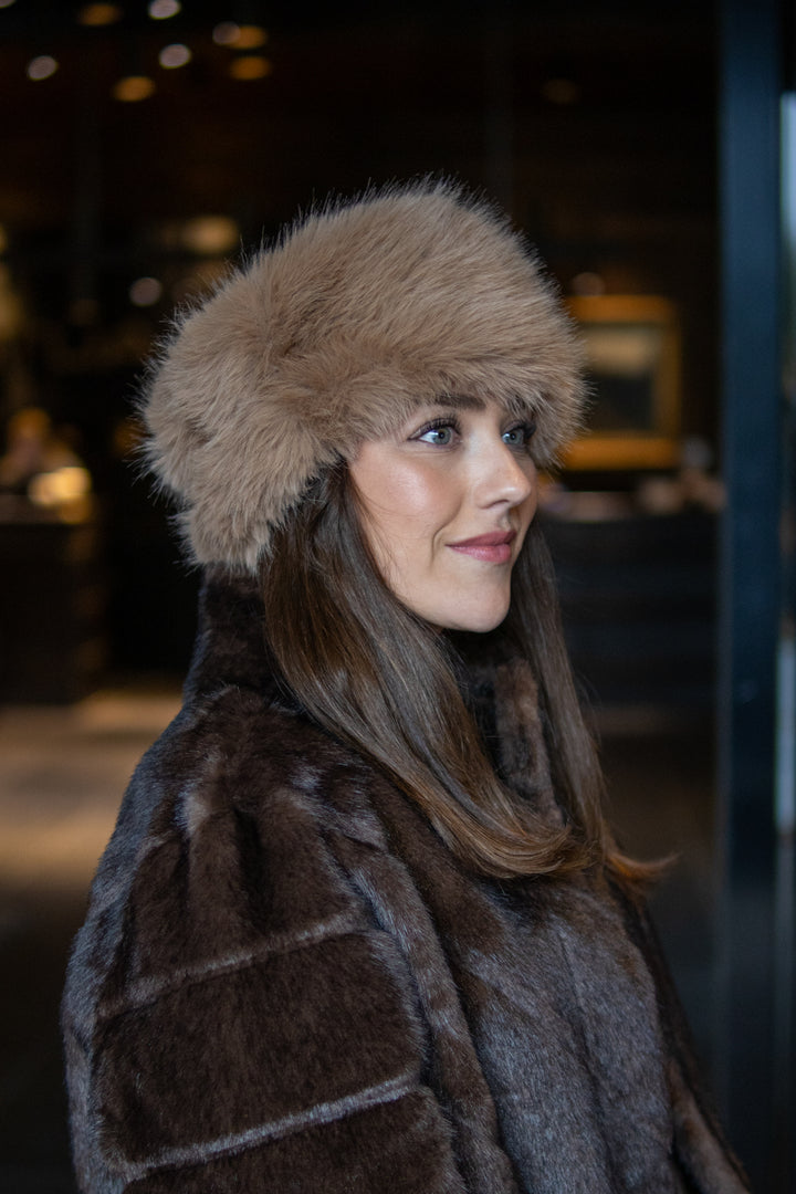 Fuskepels Hårbånd/ Pannebånd -  Camel - Tilbehør - Helt Dilla AS