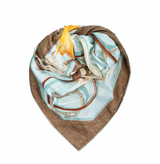 Skjerf ull/cashmere - turkis/brun/beige/oker - Tilbehør - Helt Dilla AS