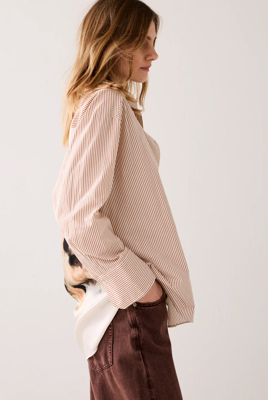 SHIRT BLOUSE IN A FABRIC BLEND - multicolor - Skjorter - Helt Dilla AS