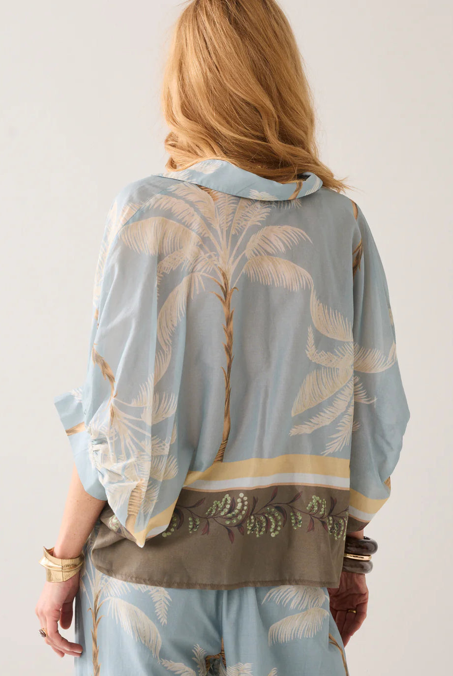 Tansparent Blouse With Beach Print - Glacier Blue - Bluser - Helt Dilla AS