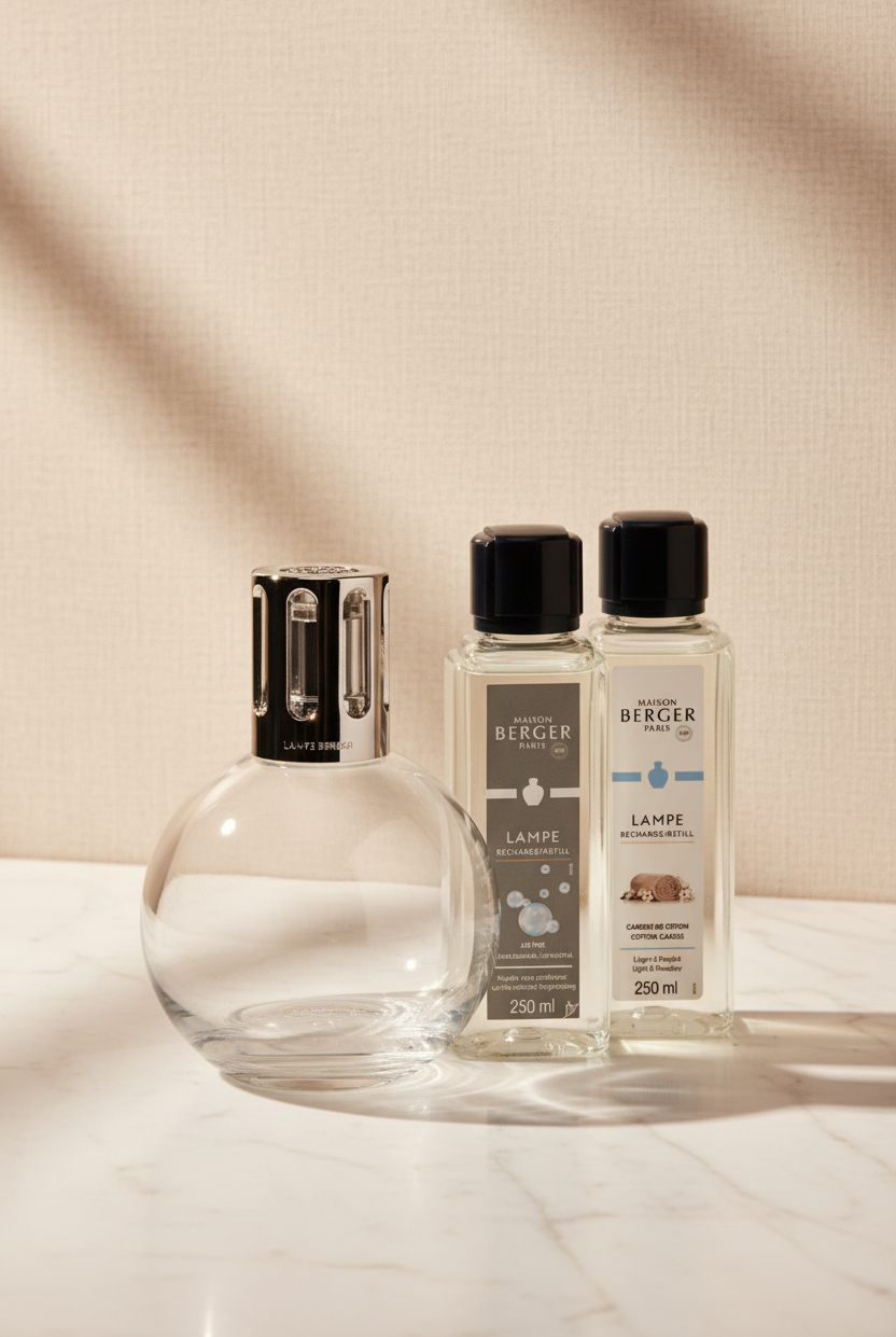 Essential Round Gavesett - 250ml Cotton Caress + 250ml Air Pur - Maison Berger Gavesett - Helt Dilla AS