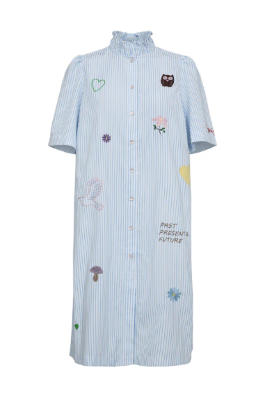 NuAshley Embroidery Dress - Airy Blue - Kjoler - Helt Dilla AS