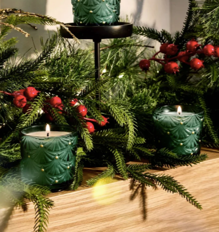 Noble Fir Garland pedestal candle trio - Tilbehør - Helt Dilla AS