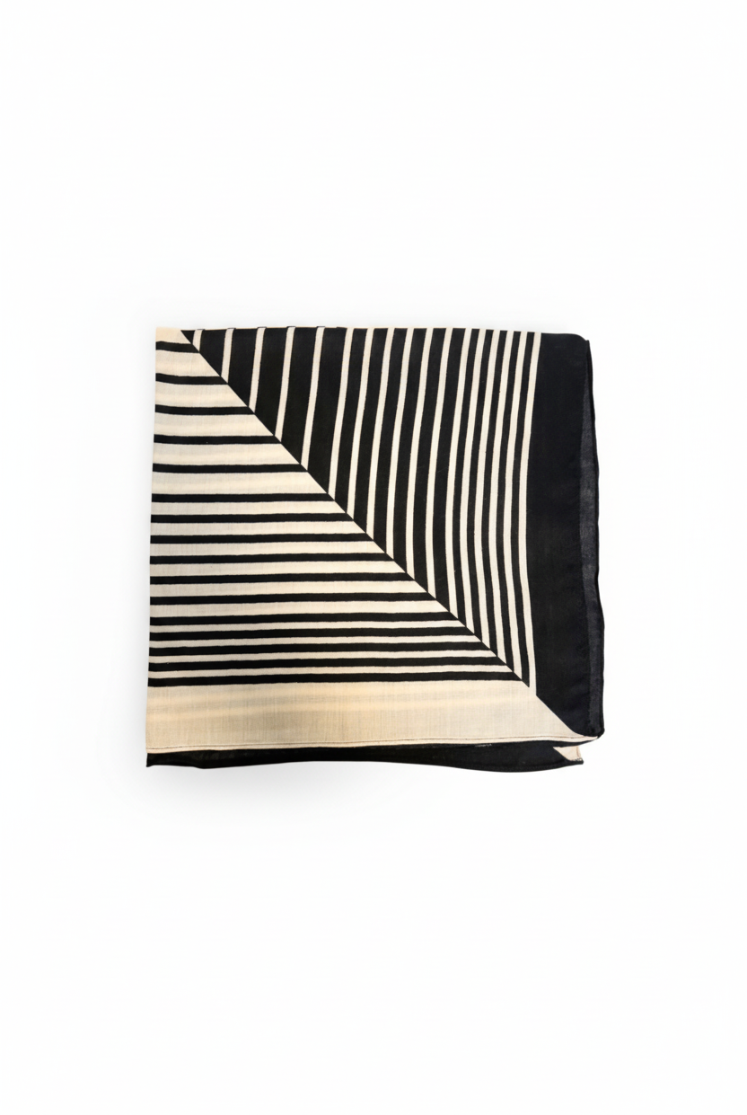 Skjerf square bomull/viskose - sort/lys beige - Tilbehør - Helt Dilla AS