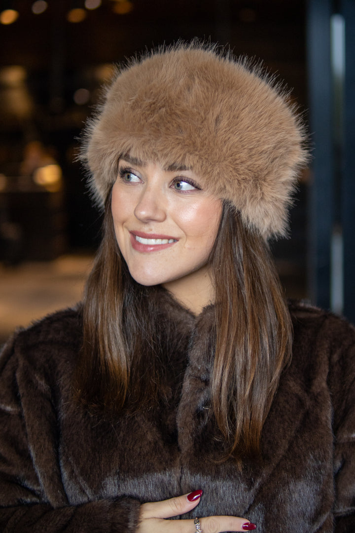 Fuskepels Hårbånd/ Pannebånd -  Camel - Tilbehør - Helt Dilla AS