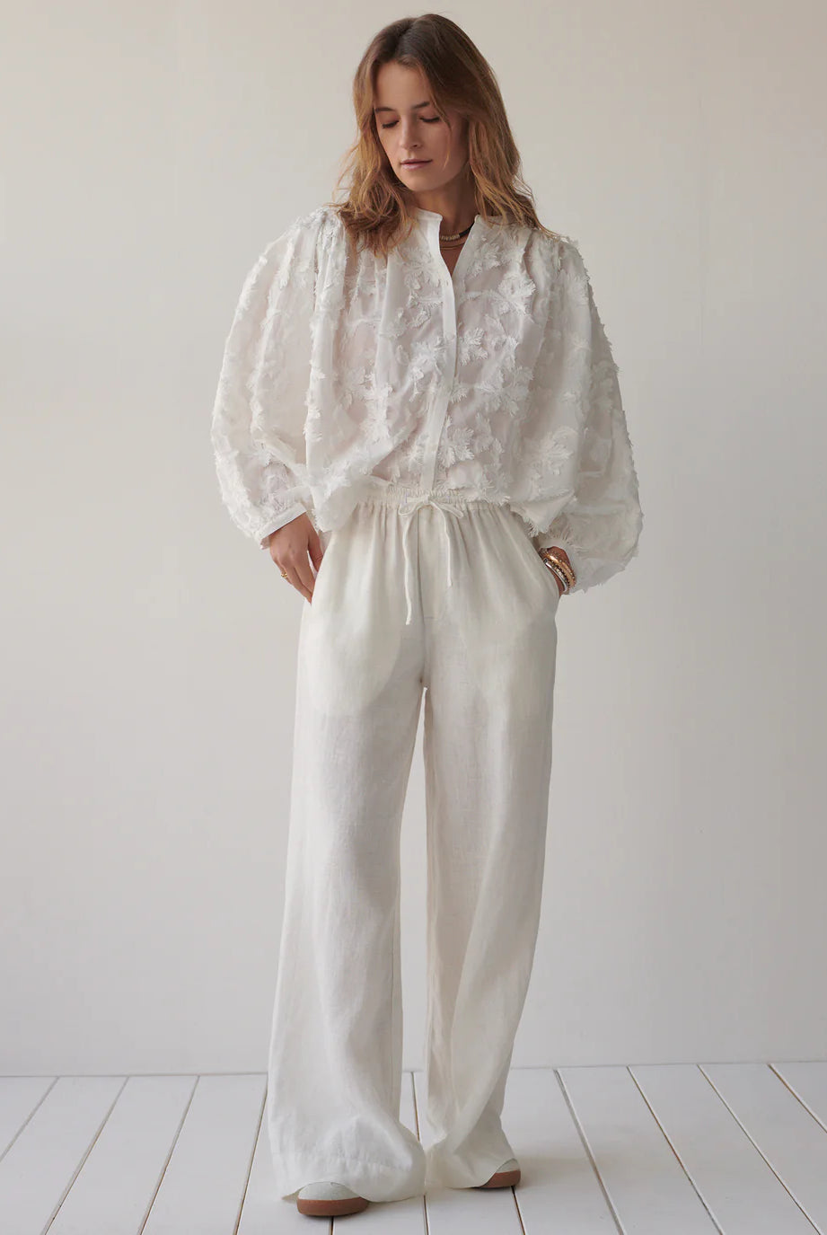 Wideleg Pant Light Linen - Off White - Bukser - Helt Dilla AS