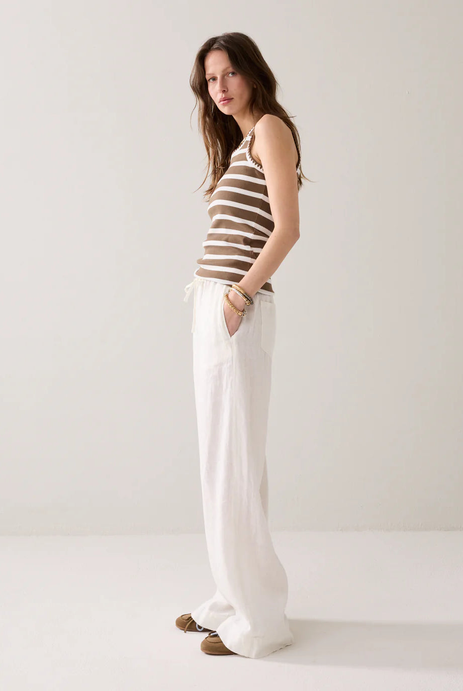 Wideleg Pant Light Linen - Off White - Bukser - Helt Dilla AS