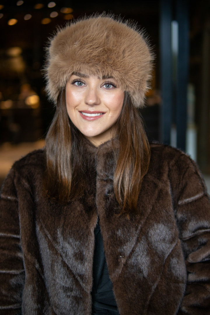 Fuskepels Hårbånd/ Pannebånd -  Camel - Tilbehør - Helt Dilla AS