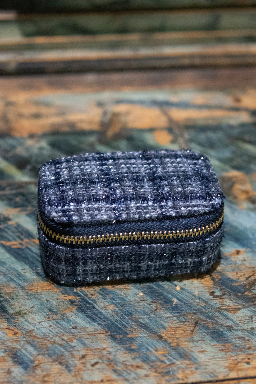 Tweed Jewellery Box Micro - NAVY BLUE