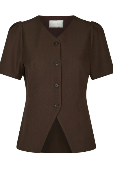 Jules Structure Blouse - Dark brown - Bluser - Helt Dilla AS
