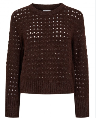Riette Dot Pointelle Pullover - Black Coffee