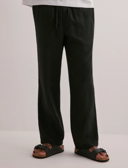 Alann Allan Elasticated linbukse - black - Herre - Helt Dilla AS