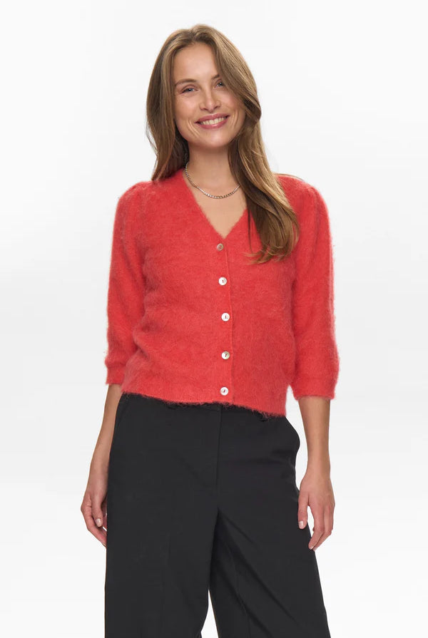 Suri Brushed SS Cardigan - Fiery Red - Cardigans - Helt Dilla AS