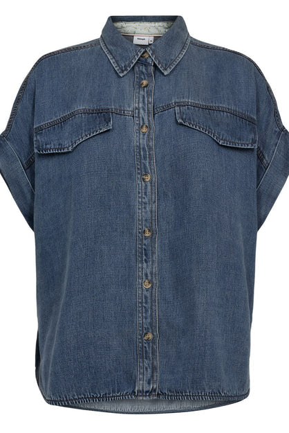 NuElida Eleeveless Shirt - Snow Washed Denim - Skjorter - Helt Dilla AS