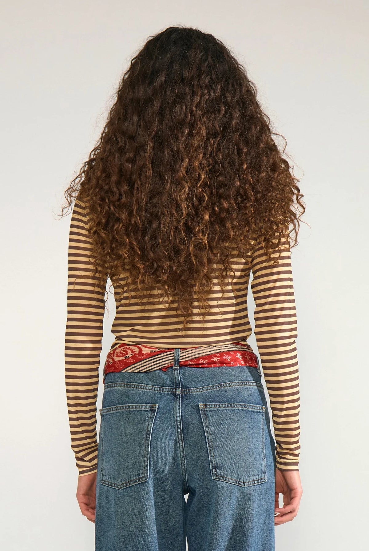 NuSine Striped Mesh Blouse - Sahara Sun - Topp - Helt Dilla AS