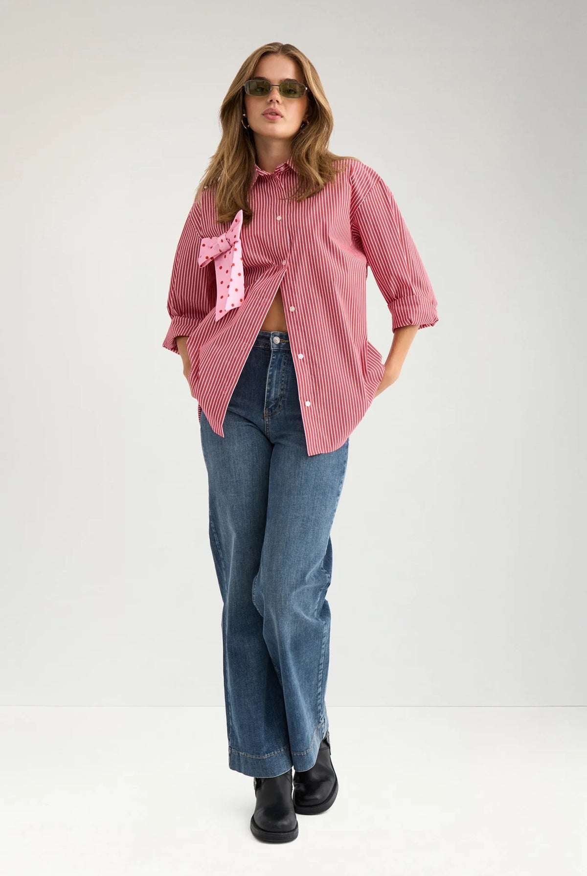 NuPaloma Bow Shirt - Goji Berry - Skjorter - Helt Dilla AS