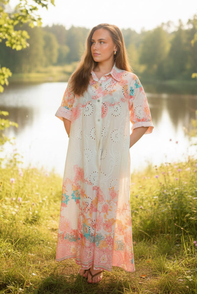 Noéline Mili Midi Dress - Pink Flower - Kjoler - Helt Dilla AS