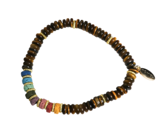 Santa Monica beads armbånd - brun multicolor