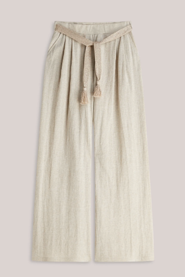 Jersey Trousers In Linen Look - Pebble Beige - Bukser - Helt Dilla AS
