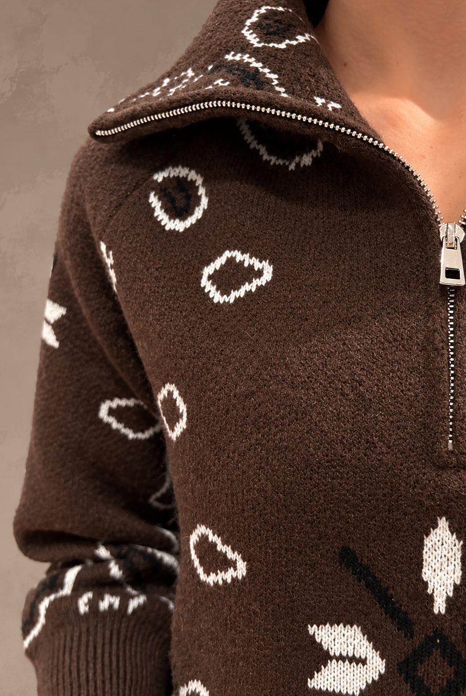 Luzabelle Paisley Zip Sweather - Coco - Genser - Helt Dilla AS